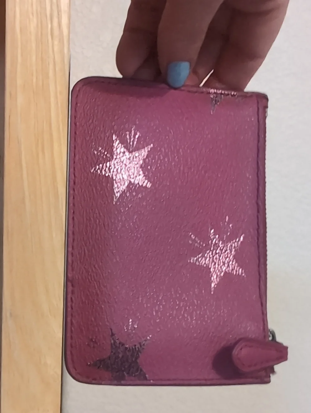 Coach Pink Leather Star Zip Card Case Like New